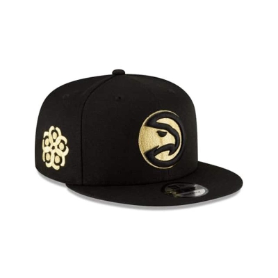 Black Atlanta Hawks Hat - New Era NBA City Edition Alt 59FIFTY Fitted Caps USA9068347